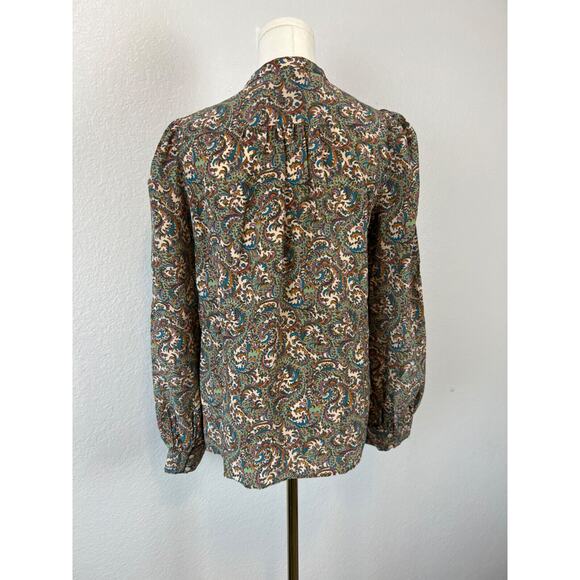 Vanessa Bruno Top Womens FR 38 US 6 Paisley Silk Blend Luxury Minimalist Preppy - Picture 5 of 12